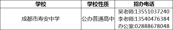 2024年成都市壽安中學(xué)招辦電話是多少？