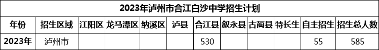 2024年瀘州市合江白沙中學(xué)招生計劃是多少？