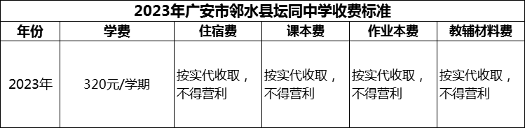 2024年廣安市鄰水縣壇同中學(xué)學(xué)費(fèi)多少錢？