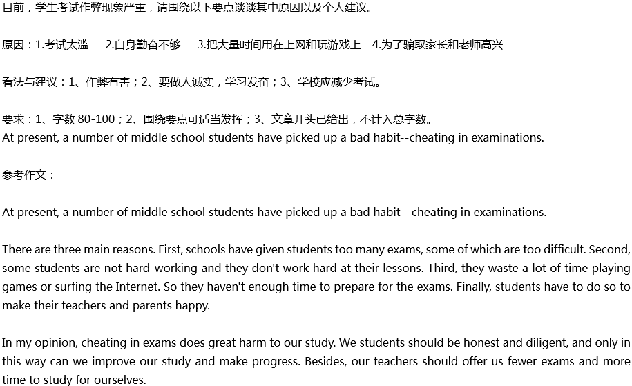 2020年中考英語滿分作文預(yù)測(cè)范文：誠(chéng)信