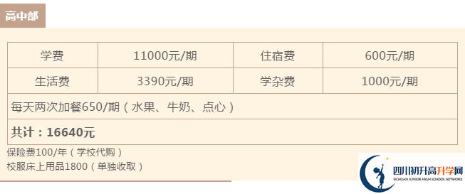 雅安北附實驗學(xué)校住宿費(fèi)用是多少？